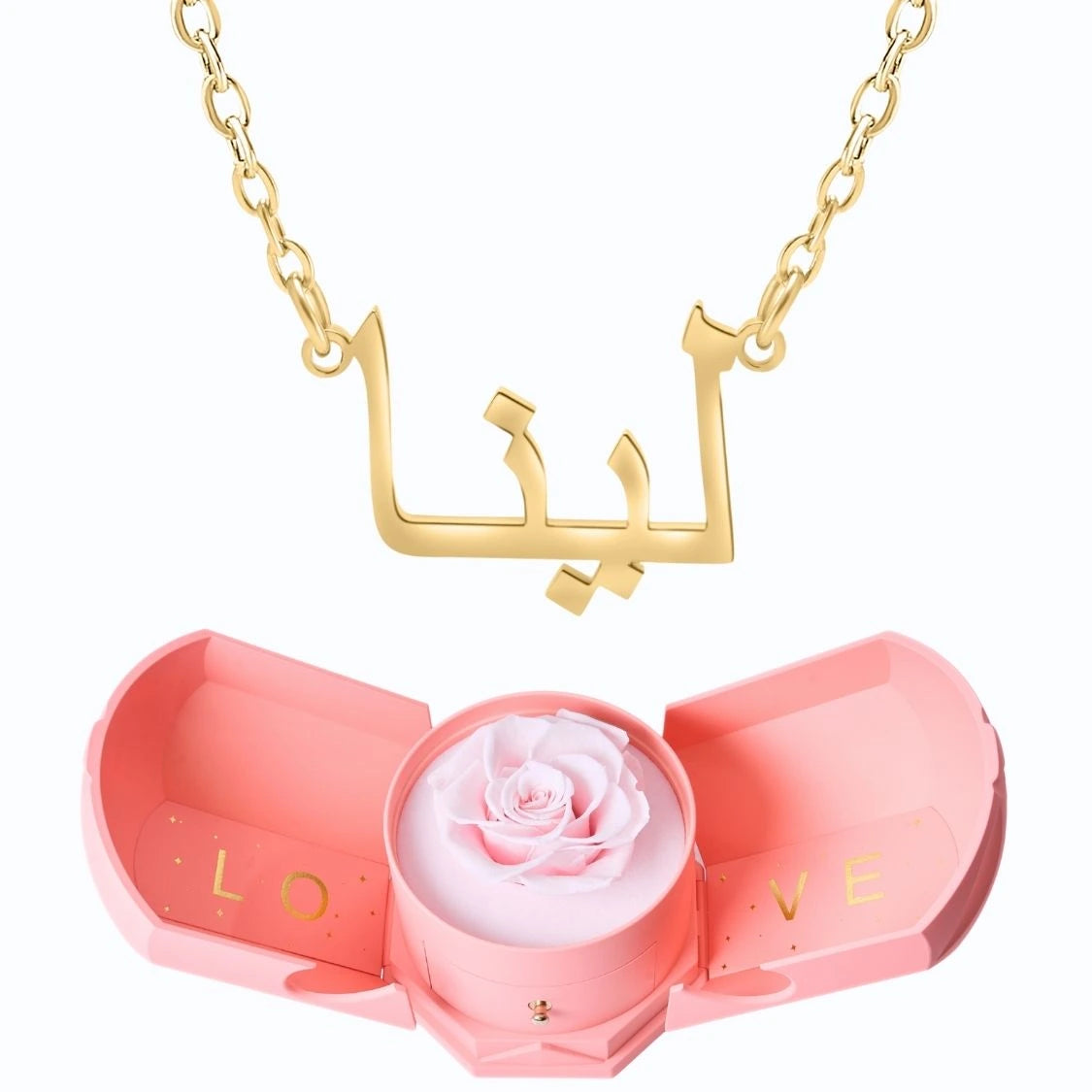 Coffret Harmonie Éternelle & Collier Prénom Personnalisé Arabe