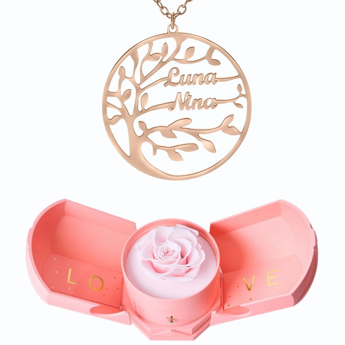 Coffret Harmonie Éternelle & Collier Prénom Arbre Généalogique - Arbre de vie