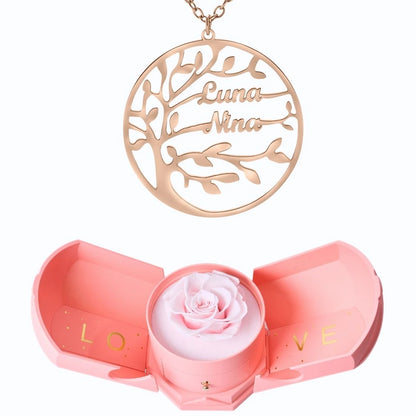 Coffret Harmonie Éternelle & Collier Prénom Arbre Généalogique - Arbre de vie