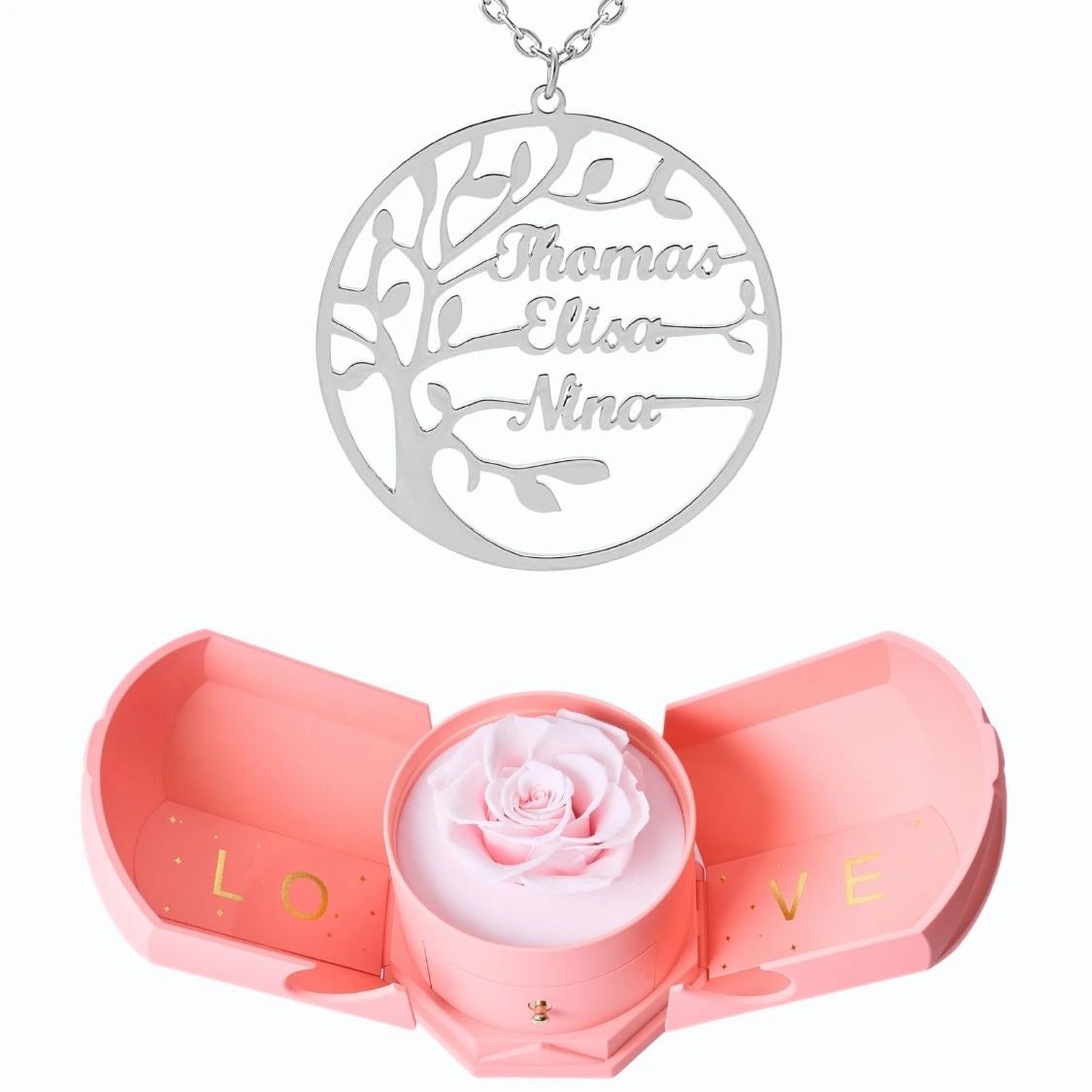 Coffret Harmonie Éternelle & Collier Prénom Arbre Généalogique - Arbre de vie