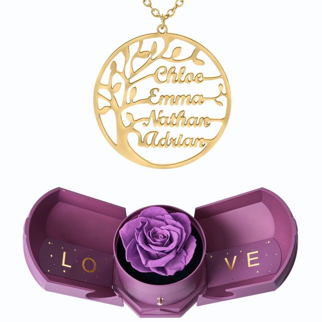 Coffret Harmonie Éternelle & Collier Prénom Arbre Généalogique - Arbre de vie