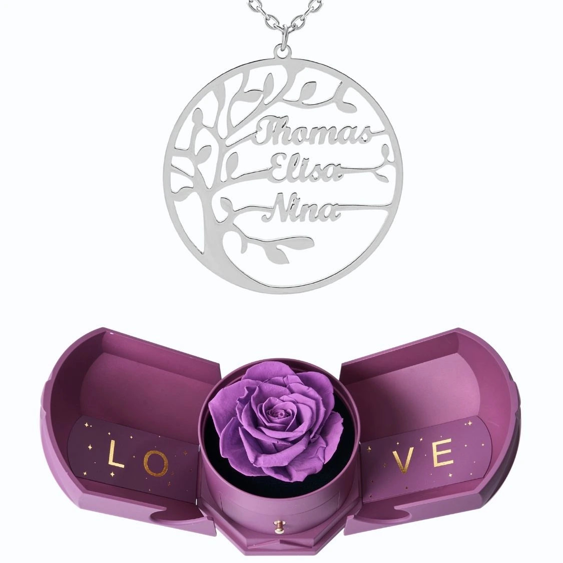 Coffret Harmonie Éternelle & Collier Prénom Arbre Généalogique - Arbre de vie