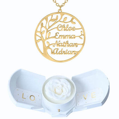 Coffret Harmonie Éternelle & Collier Prénom Arbre Généalogique - Arbre de vie