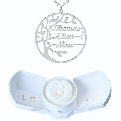 Coffret Harmonie Éternelle & Collier Prénom Arbre Généalogique - Arbre de vie