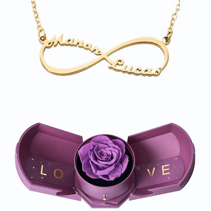 Coffret Harmonie Éternelle & Collier Infini Personnalisé Deux Prénoms