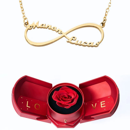 Coffret Harmonie Éternelle & Collier Infini Personnalisé Deux Prénoms