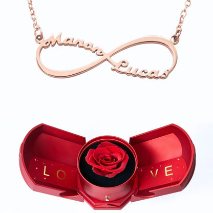 Coffret Harmonie Éternelle & Collier Infini Personnalisé Deux Prénoms