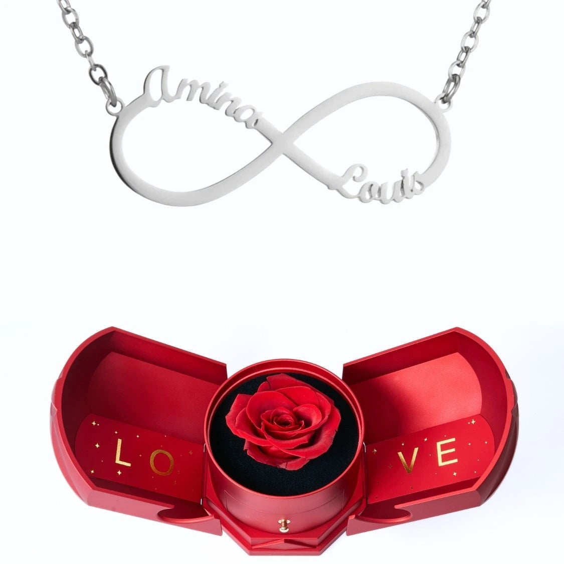 Coffret Harmonie Éternelle & Collier Infini Personnalisé Deux Prénoms