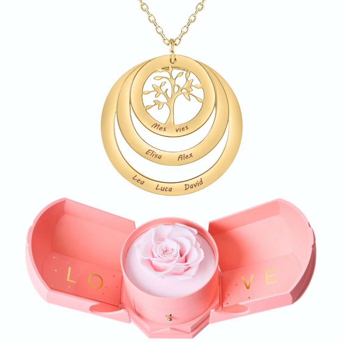Coffret Harmonie Éternelle & Collier Cercle Arbre de Famille Personnalisé
