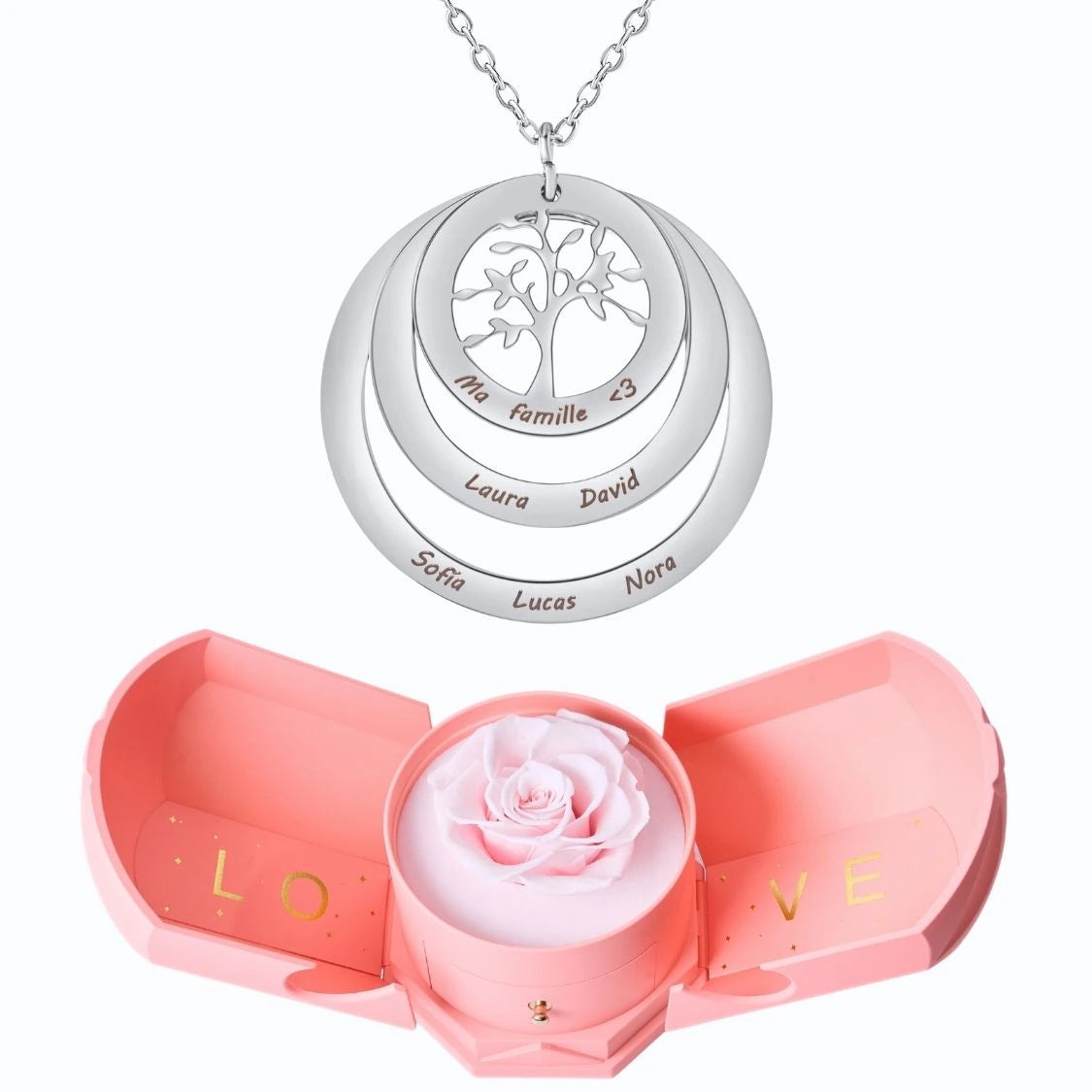 Coffret Harmonie Éternelle & Collier Cercle Arbre de Famille Personnalisé