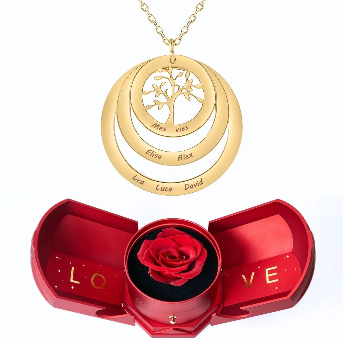 Coffret Harmonie Éternelle & Collier Cercle Arbre de Famille Personnalisé