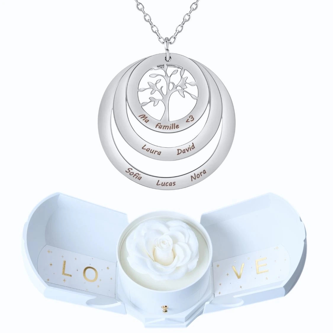 Coffret Harmonie Éternelle & Collier Cercle Arbre de Famille Personnalisé
