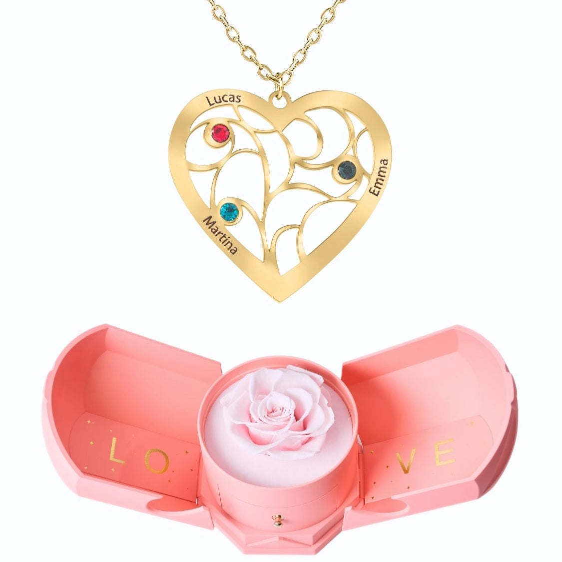 Coffret Harmonie Éternelle & Collier Coeur et Pierre de Naissance