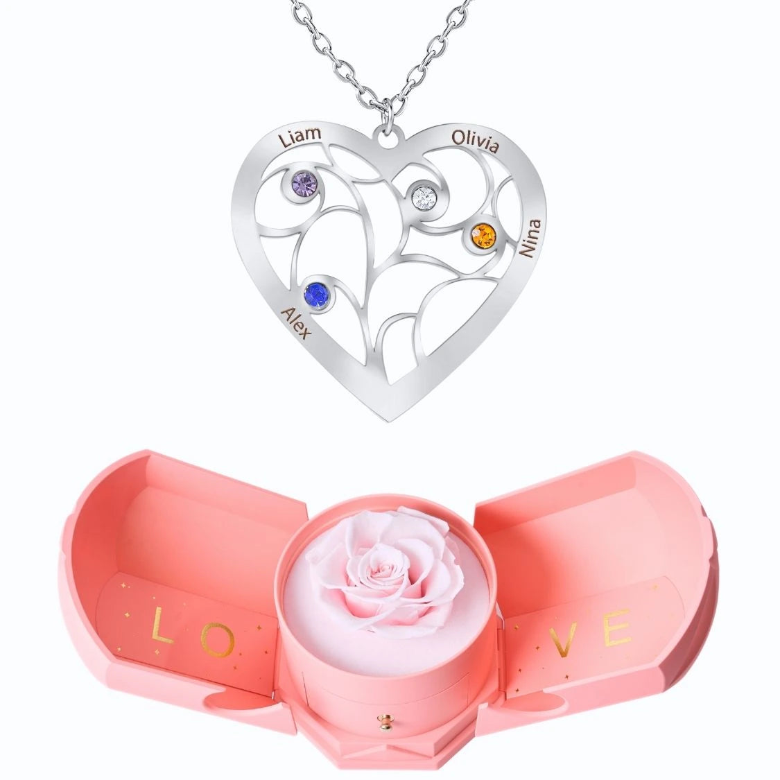 Coffret Harmonie Éternelle & Collier Coeur et Pierre de Naissance