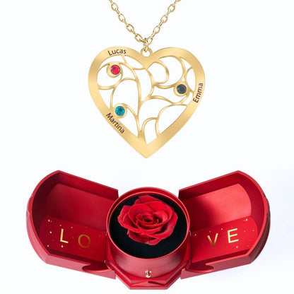 Coffret Harmonie Éternelle & Collier Coeur et Pierre de Naissance