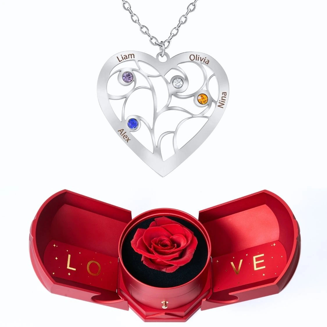 Coffret Harmonie Éternelle & Collier Coeur et Pierre de Naissance