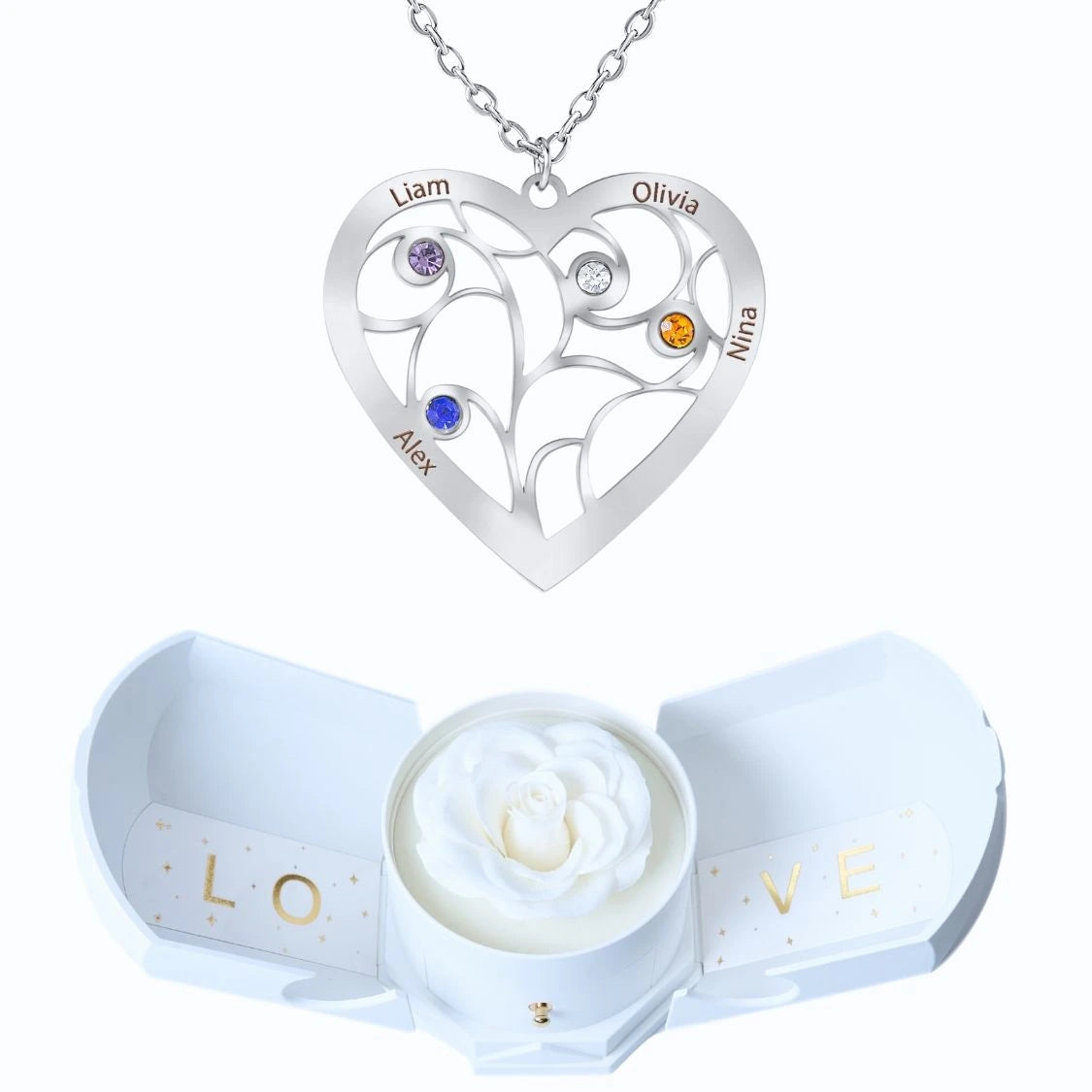 Coffret Harmonie Éternelle & Collier Coeur et Pierre de Naissance