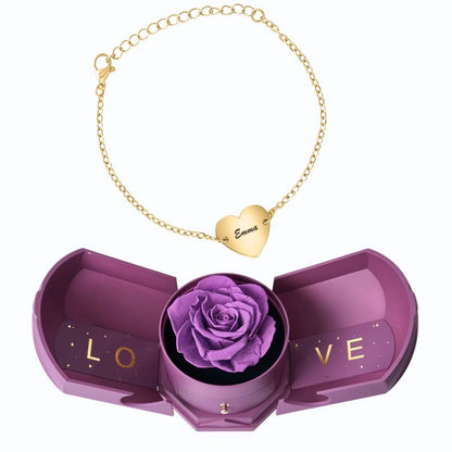 Coffret Harmonie Éternelle & Bracelet Coeur Personnalisée Couple