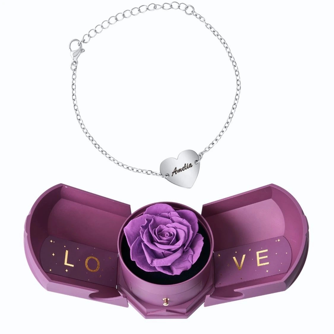 Coffret Harmonie Éternelle & Bracelet Coeur Personnalisée Couple