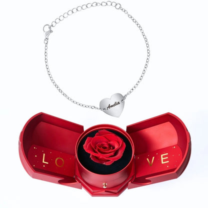 Coffret Harmonie Éternelle & Bracelet Coeur Personnalisée Couple