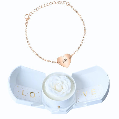Coffret Harmonie Éternelle & Bracelet Coeur Personnalisée Couple