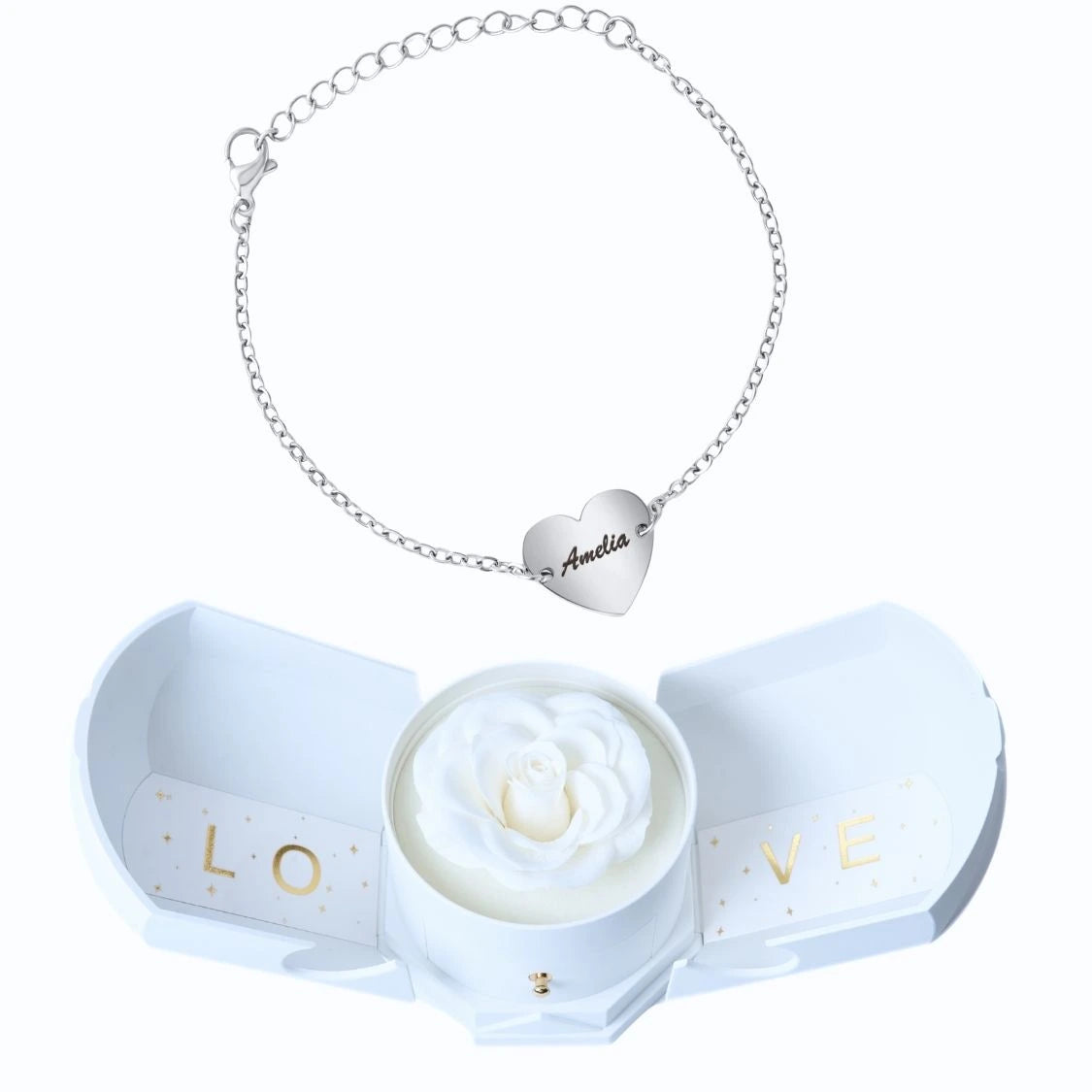 Coffret Harmonie Éternelle & Bracelet Coeur Personnalisée Couple