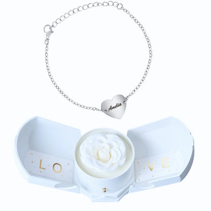 Coffret Harmonie Éternelle & Bracelet Coeur Personnalisée Couple