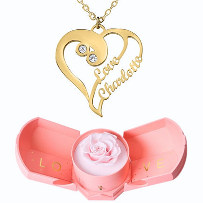 Coffret Harmonie Éternelle & Collier Coeur Double Personnalisé