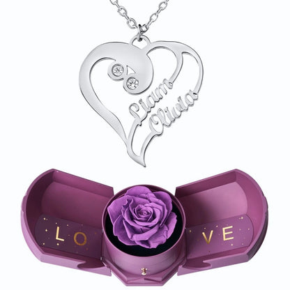 Coffret Harmonie Éternelle & Collier Coeur Double Personnalisé