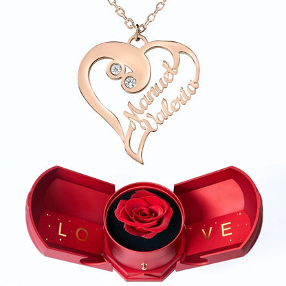 Coffret Harmonie Éternelle & Collier Coeur Double Personnalisé