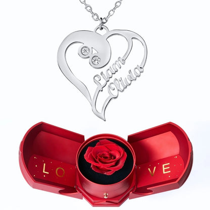 Coffret Harmonie Éternelle & Collier Coeur Double Personnalisé