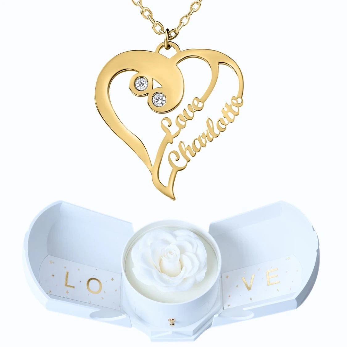 Coffret Harmonie Éternelle & Collier Coeur Double Personnalisé