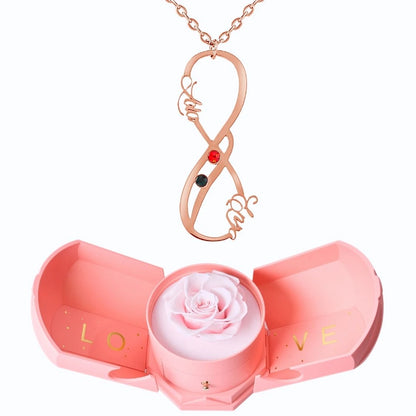 Coffret Harmonie Éternelle & Collier Vertical Infini Deux Prénoms et Pierres