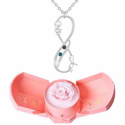 Coffret Harmonie Éternelle & Collier Vertical Infini Deux Prénoms et Pierres