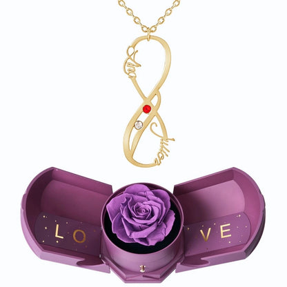 Coffret Harmonie Éternelle & Collier Vertical Infini Deux Prénoms et Pierres