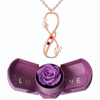 Coffret Harmonie Éternelle & Collier Vertical Infini Deux Prénoms et Pierres