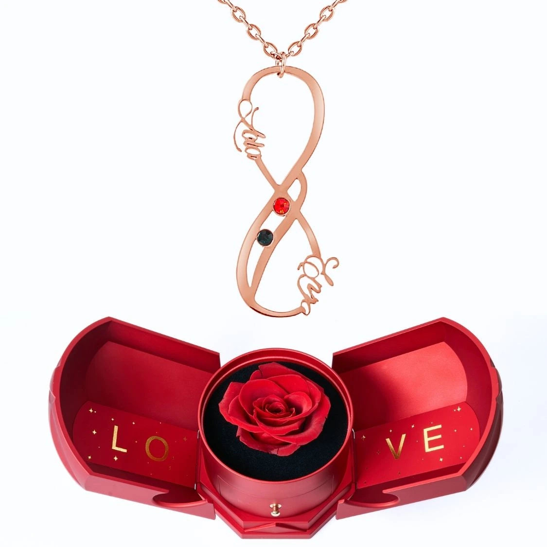 Coffret Harmonie Éternelle & Collier Vertical Infini Deux Prénoms et Pierres