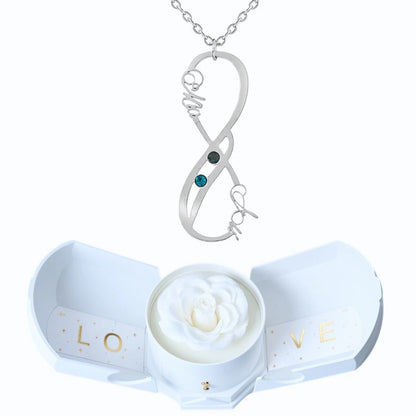Coffret Harmonie Éternelle & Collier Vertical Infini Deux Prénoms et Pierres
