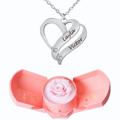 Coffret Harmonie Éternelle & Collier Cœur Entrelacé Personnalisé avec Pierres en Cristal