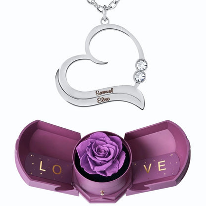 Coffret Harmonie Éternelle & Collier Cœur Ouvert avec Prénoms Gravés et Cristaux Scintillants