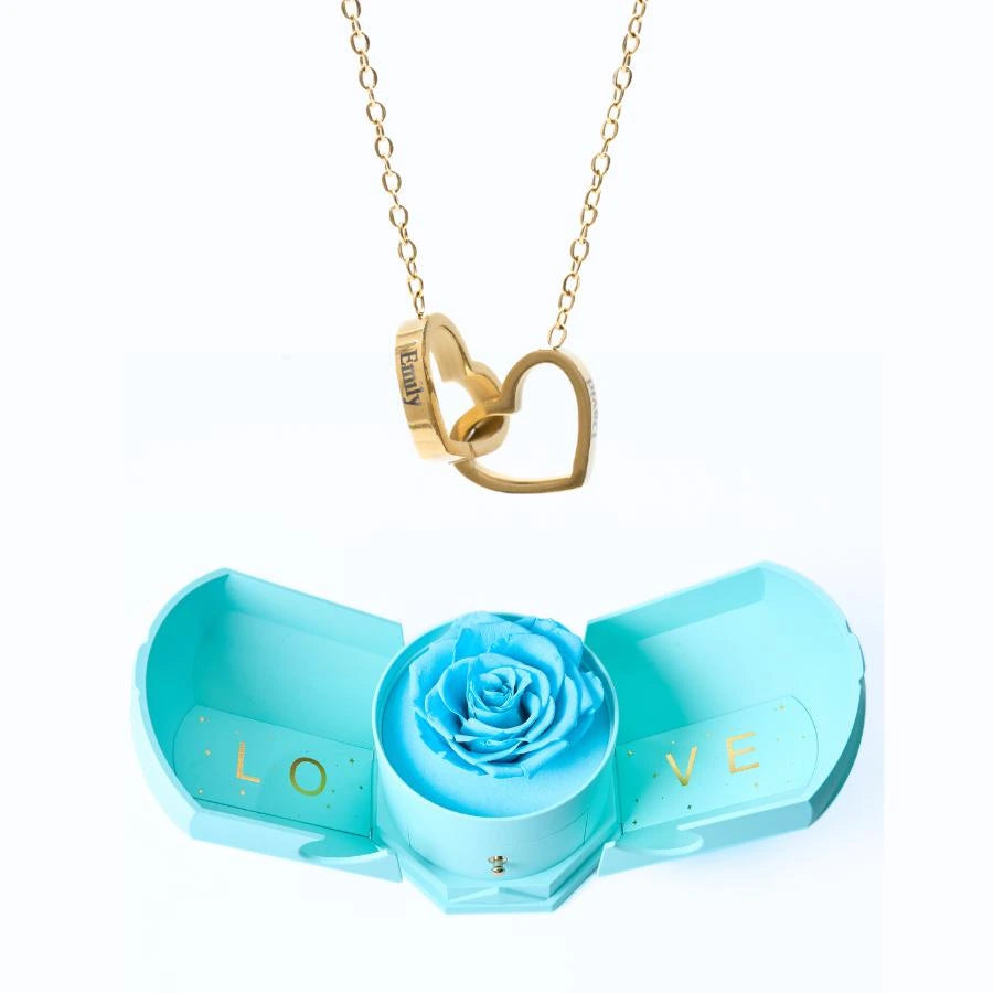 Collana personalizzata con nome e scatola di rose eterne, collana a cuore personalizzata, vera rosa stabilizzata, regalo per lei, regalo di San Valentino, regalo per la mamma - Italia Collana personalizzata con nome e scatola di rose eterne, collana a cuore personalizzata, vera rosa stabilizzata, regalo per lei, regalo di San Valentino, regalo per la mamma - Italia