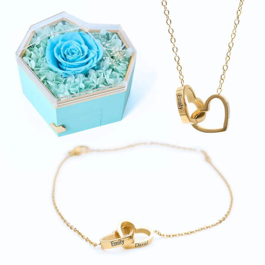 Coffet Cœur Éternel & Bracelet & Collier Personnalisés