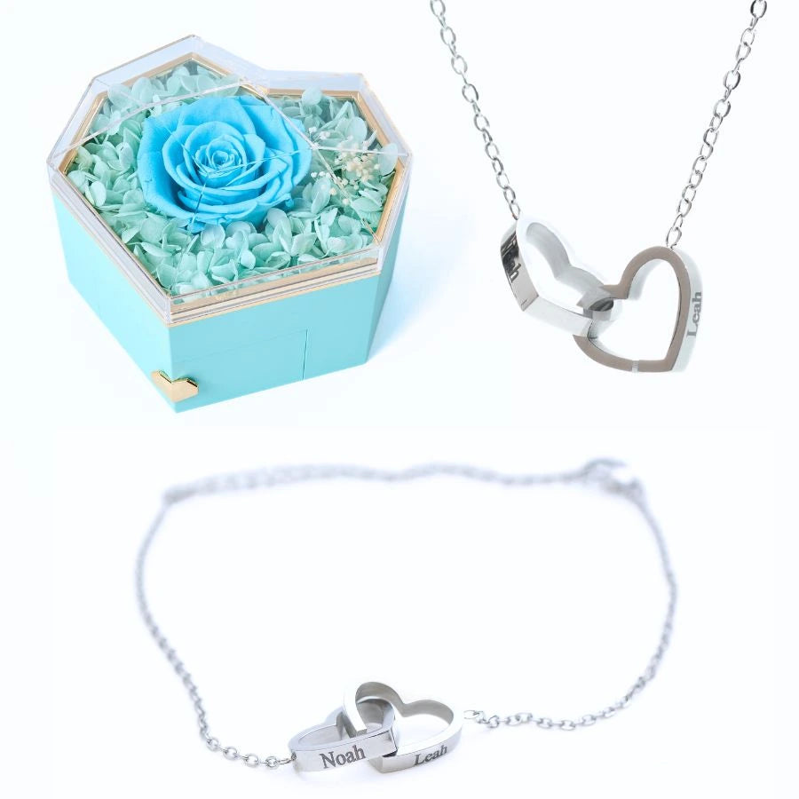 Coffet Cœur Éternel & Bracelet & Collier Personnalisés