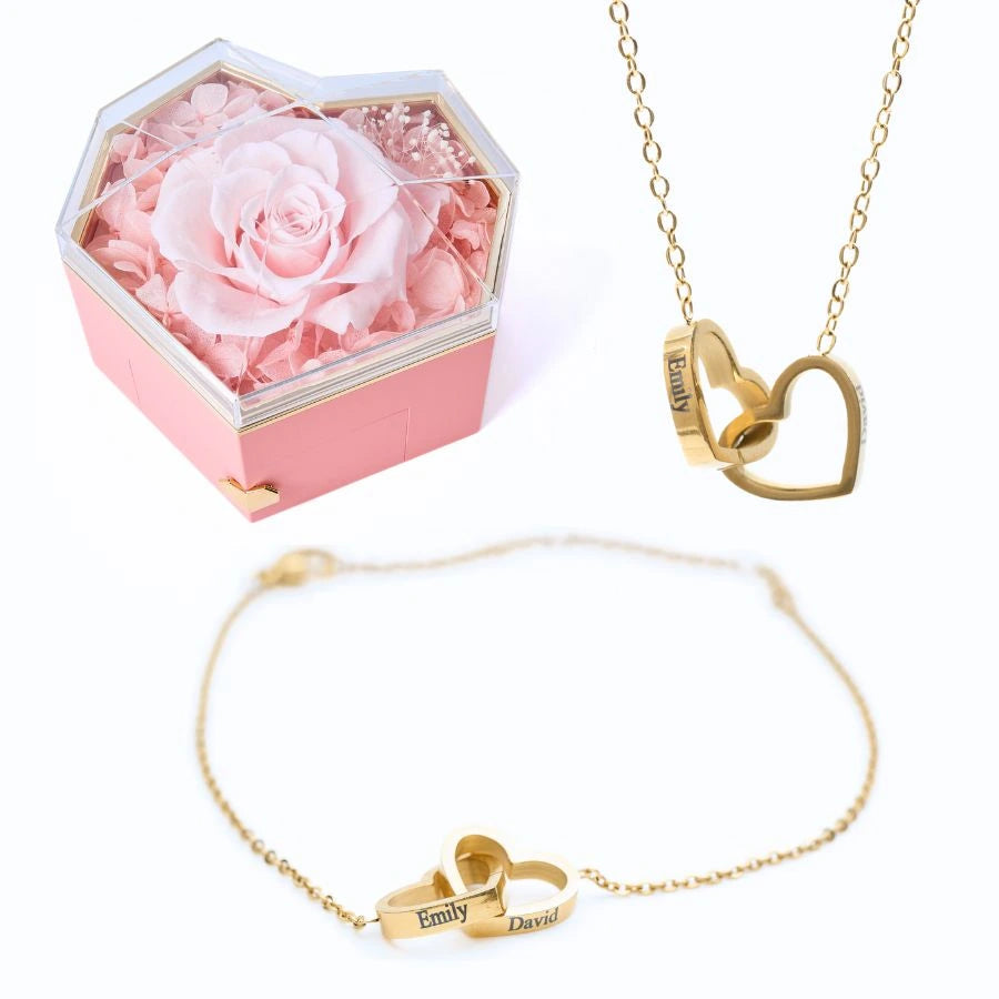 Coffet Cœur Éternel & Bracelet & Collier Personnalisés
