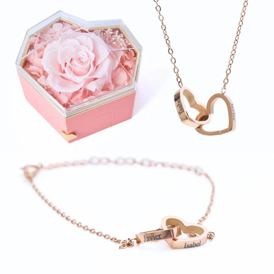 Coffet Cœur Éternel & Bracelet & Collier Personnalisés