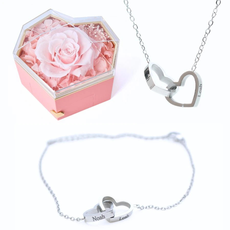 Coffet Cœur Éternel & Bracelet & Collier Personnalisés