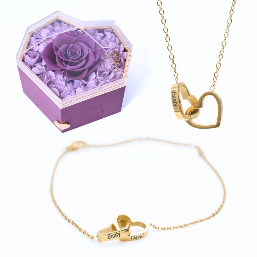 Coffet Cœur Éternel & Bracelet & Collier Personnalisés