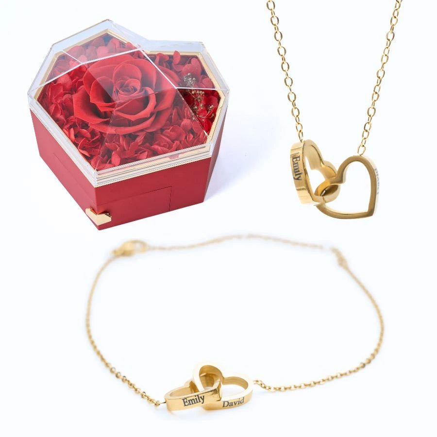 Coffet Cœur Éternel & Bracelet & Collier Personnalisés