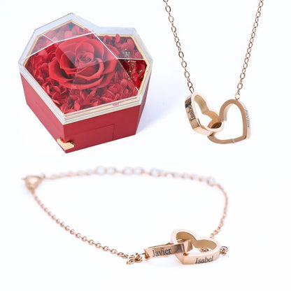 Coffet Cœur Éternel & Bracelet & Collier Personnalisés