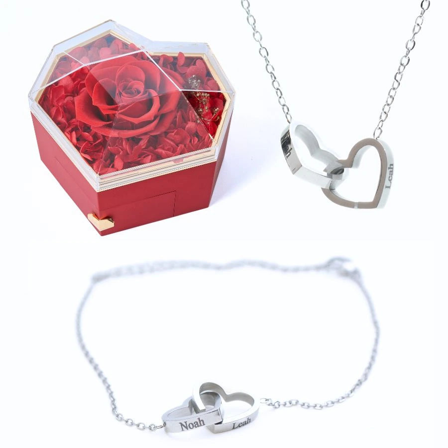 Coffet Cœur Éternel & Bracelet & Collier Personnalisés